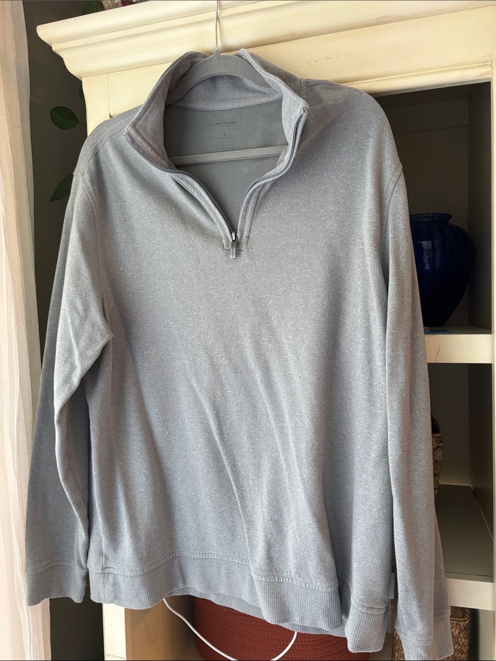 Van Heusen Light Gray Quarter-Zip Pullover Sweater